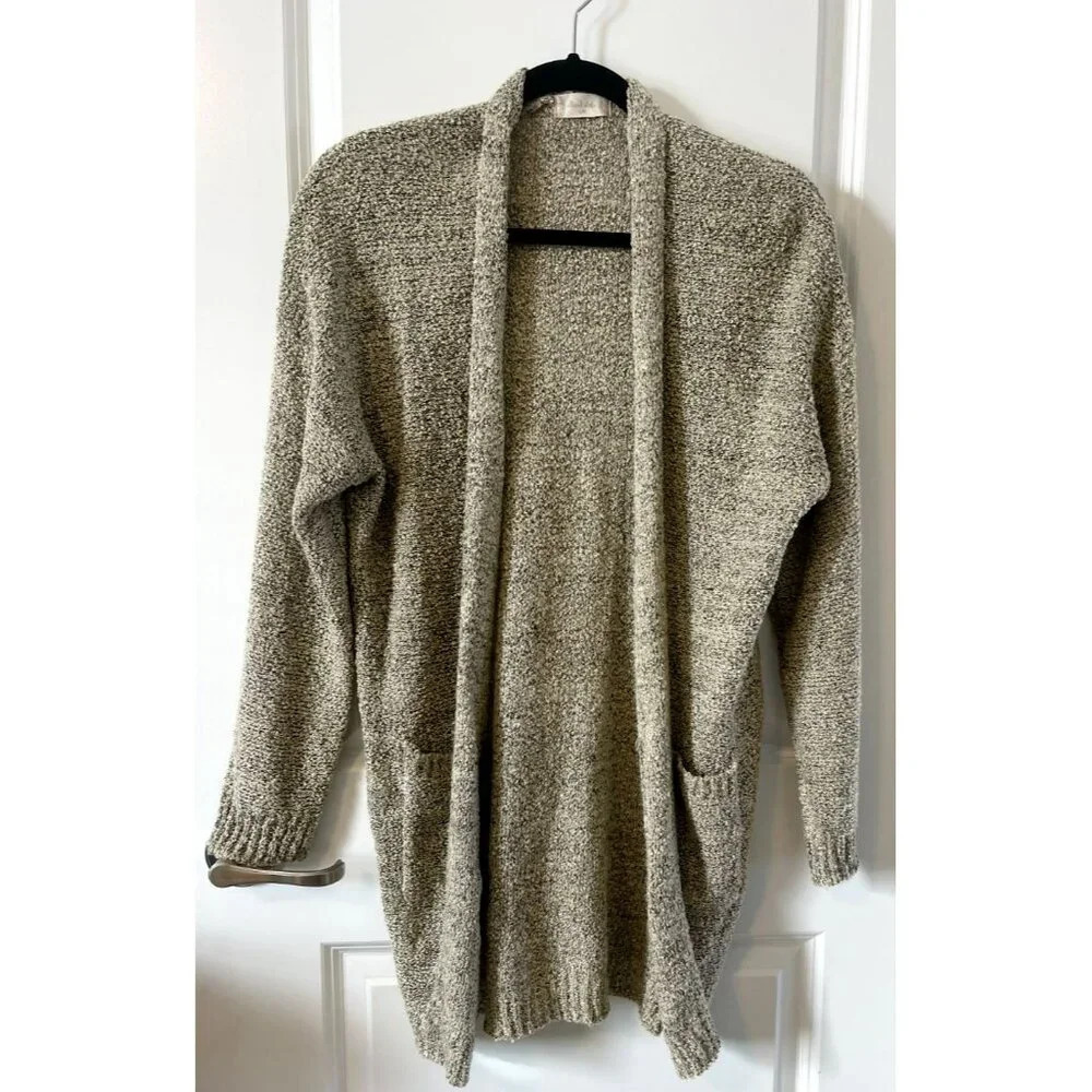 Altar’d State Beige Cream Soft Marled Long Open Cardigan Pockets Size S/M knit